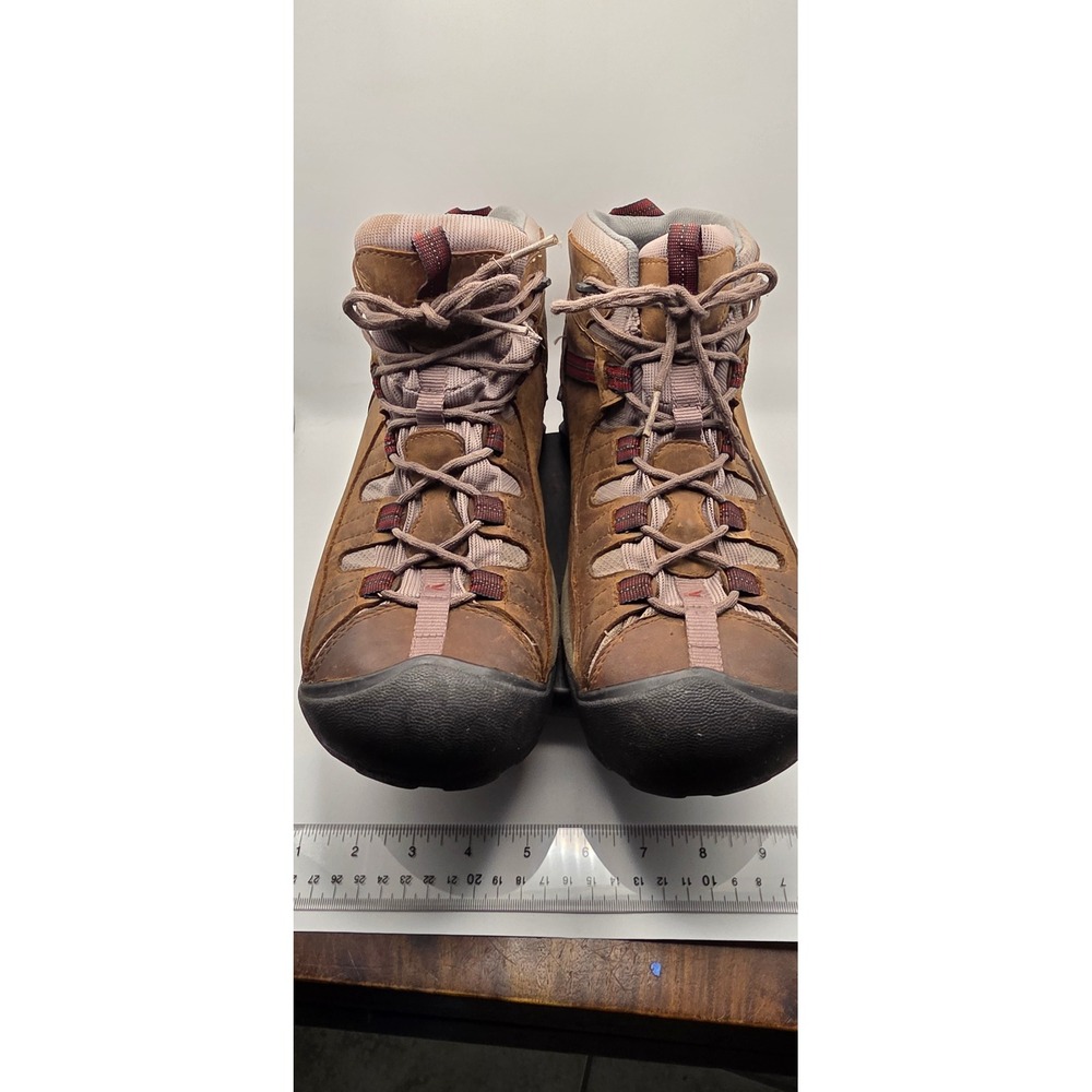 Keen Targhee II Waterproof Leather Hiking Boots Mens 11.5 Brown Red Mid Top